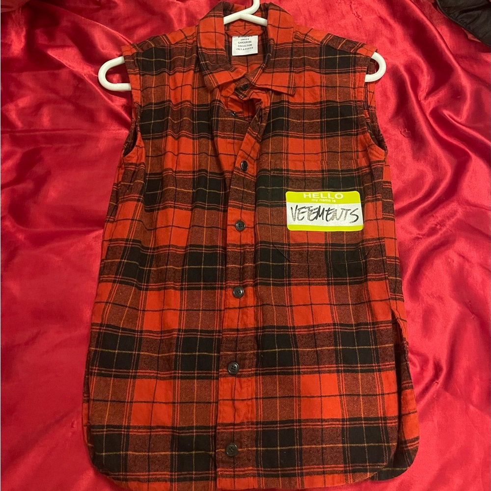 Vetements Logo Plaid Sleeveless Shirt Vest
